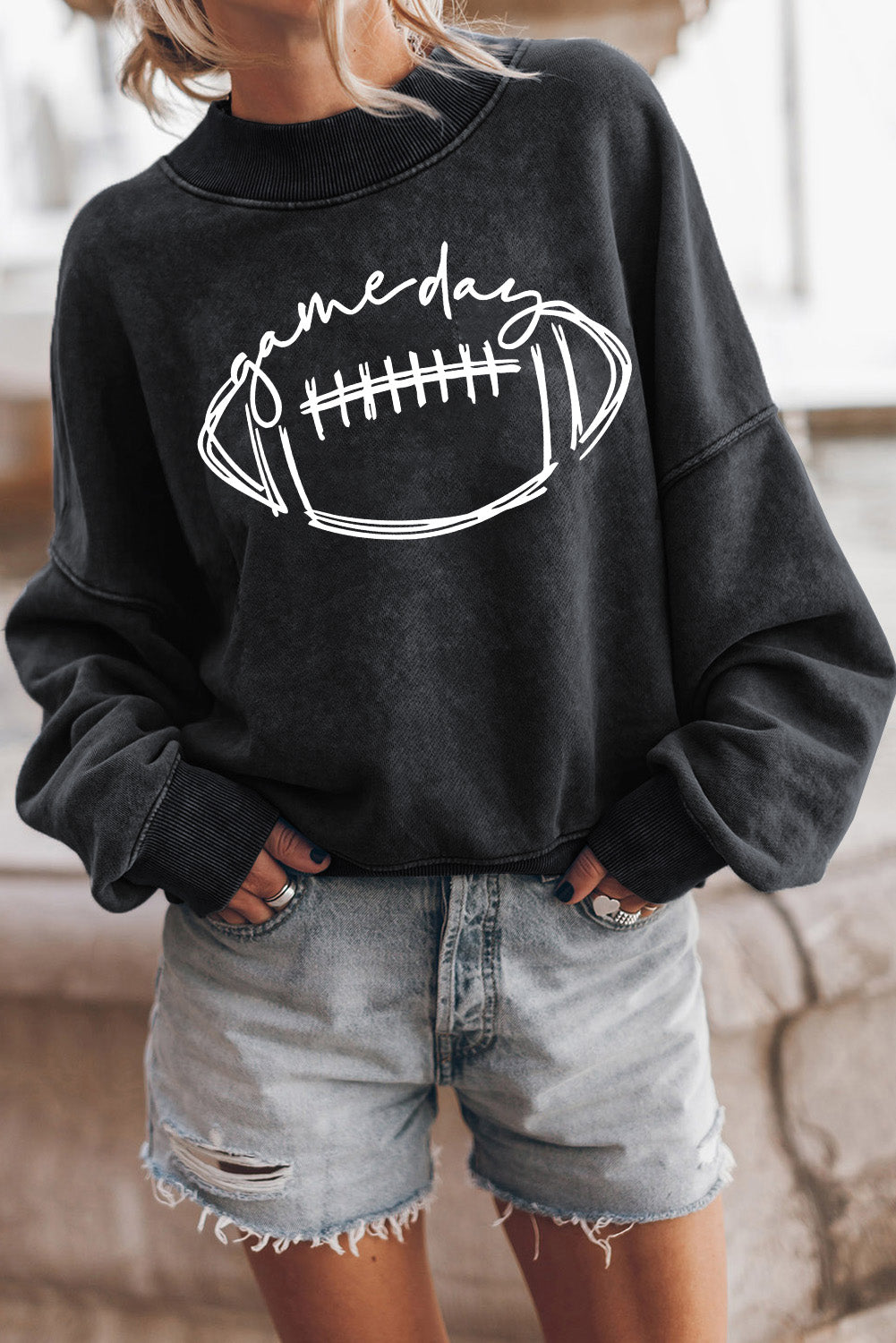 Round Neck Long Sleeve FOOTBALL Graphic Sweatshirt